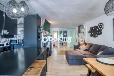 Zona de estar de Hortensias Apartament amb aire acondicionat, a prop de la platja i amb accès a piscina