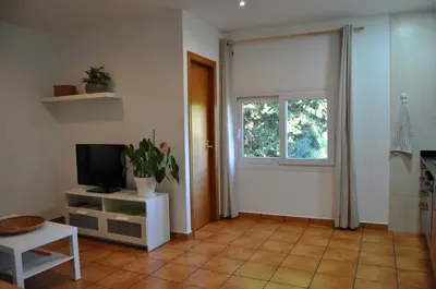 Una televisión o centro de entretenimiento en Acogedor apartamento en entorno rural