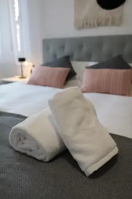 Cama o camas de una habitación en Modern Apartament al costat del Parc de la Devesa