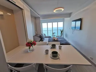 Zona de estar de Estudio reformado en primera línea de mar con parking en Platja d'Aro - ES-209-26