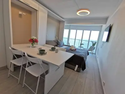 Zona de estar de Estudio reformado en primera línea de mar con parking en Platja d'Aro - ES-209-26