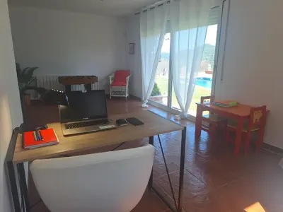 Zona de estar de Casa Roure-4BR-Piscina privada-BBQ-Vistas Mar