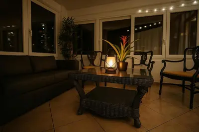 Zona de estar de Apartamento moderno junto a la playa Ideal familias