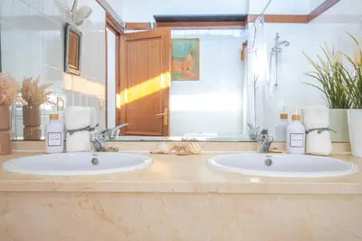 Un baño de Acogedora casa con piscina en Sant Antoni Calonge