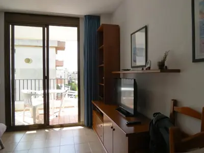 Una cocina o zona de cocina en Estudio un solo ambiente céntrico muy cerca de la playa con piscina y terraza