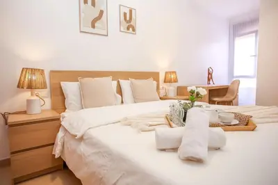 Cama o camas de una habitación en AL41 Preciosa planta baja Fenals