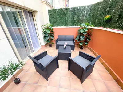 Zona de estar de Yellow Apartment Lloret