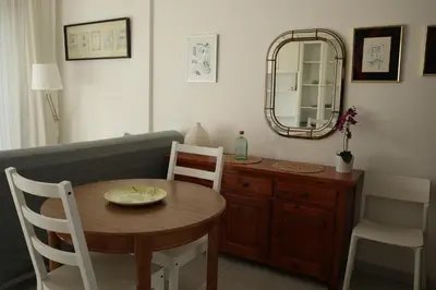 Plano de Quiet Studio in Fenals with Balcony, Pool and Workspace for Medium-Term Rental