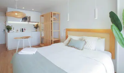 Cama o camas de una habitación en Apple Beach Studio by BHomesCostaBrava