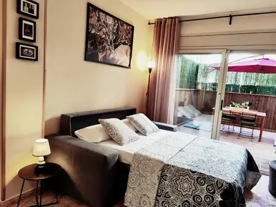 Cama o camas de una habitación en Casa Ana- Apartmento Moderno Costa Brava