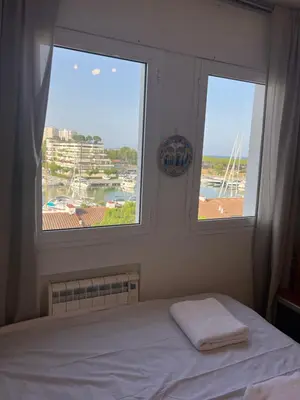 Cama o camas de una habitación en Apartamento en Puerto con Terraza y Vistas al Mar