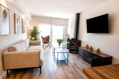 Zona de estar de Amazimg apartment at 200m from the beach