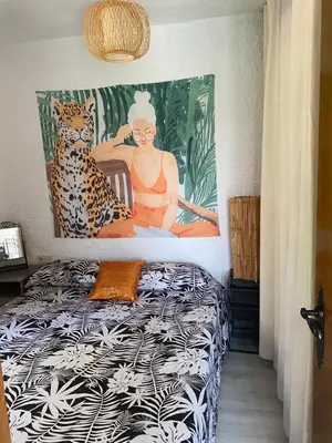Cama o camas de una habitación en Can bambú Costa Brava