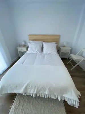 Cama o camas de una habitación en Apartamento primera línea de mar en Platja d'aro