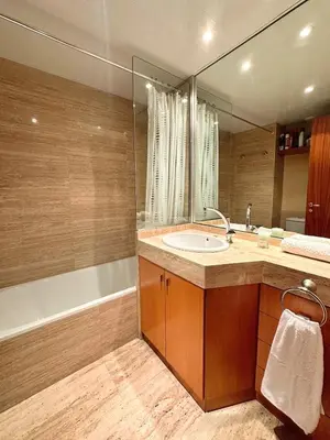 Un baño de Unique apartment with direct sea view along the beach in S'Abanell Central Park Blanes