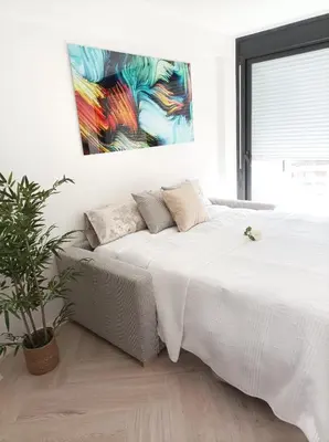 Cama o camas de una habitación en Bounty apartment