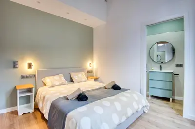 Cama o camas de una habitación en Pati Blau 1