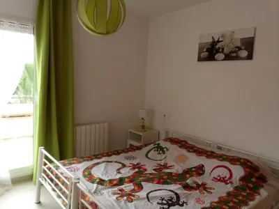 Cama o camas de una habitación en Family villa with sea view and pool