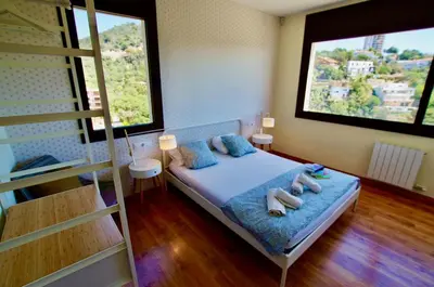 Cama o camas de una habitación en V&V LLORET- Villa Marie luxury house with air conditioning