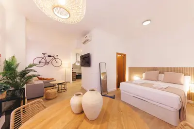 Cama o camas de una habitación en Bravissimo Portal Barca, Monthly Apartment