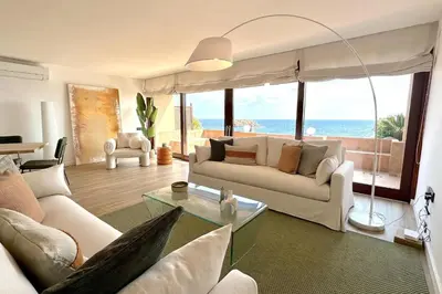 Zona de estar de LETS HOLIDAYS Dúplex Frente Al Mar, Piscina Panorámica, Dos Pkg