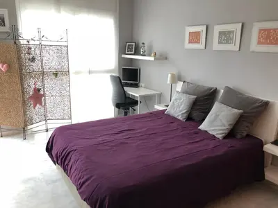 Cama o camas de una habitación en Loft en Arenys de Mar