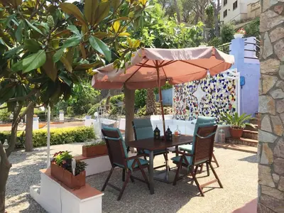 Jardín al aire libre en Casa Feliz del Mar