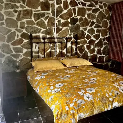 Cama o camas de una habitación en Estudio limonero en Sant Cebriá de Vallalta 20' playa