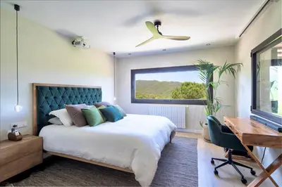 Cama o camas de una habitación en Vila Sota Les Estrelles