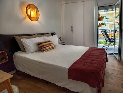 Cama o camas de una habitación en Beach Apartment Blanes