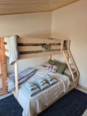 Cama o camas de una habitación en Gran terrassa al cantó del mar