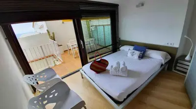 Cama o camas de una habitación en Fantástico apartamento, vistas de barco