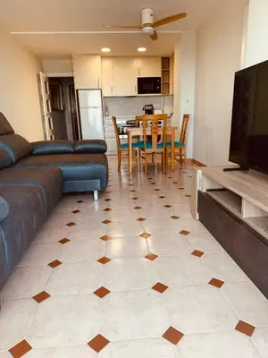 Una televisión o centro de entretenimiento en Apartamento en 1ª línea con vistas al mar cerca de Barcelona