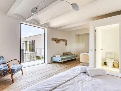 Cama o camas de una habitación en Villa Modern Chill by Interhome