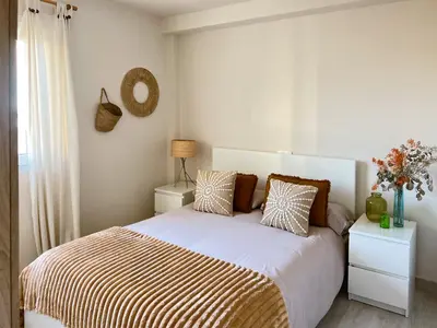 Cama o camas de una habitación en Beachfront, Sea views, Terrace and Parking!