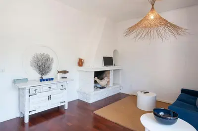 Zona de estar de 2 bedroom apartment with sea views terrace 2 minutes walking to Sa Tuna in Begur H44