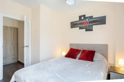 Cama o camas de una habitación en Apartamento con Piscina cerca de Playa de Fenals