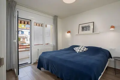 Cama o camas de una habitación en Apartament amb espectaculars vistes a Palamós