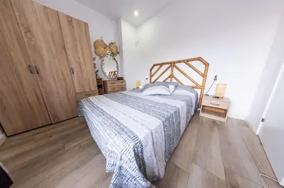 Cama o camas de una habitación en Terrace & BEACH apartment