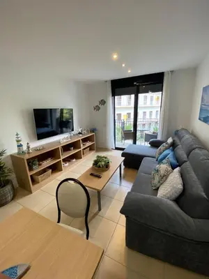 Una televisión o centro de entretenimiento en Ikebana Suite - Modern Apartment with Parking & Swimming Pool