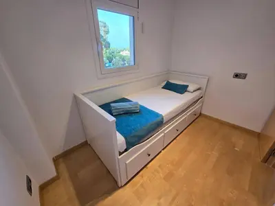 Cama o camas de una habitación en Aquamarina Apt | Seaviews | 1' beach | Family