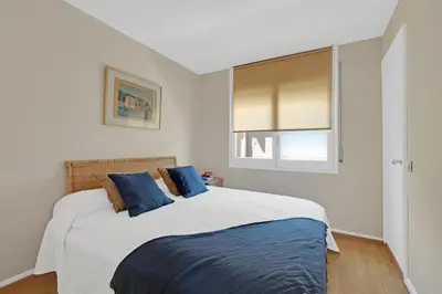 Cama o camas de una habitación en Apartment in Calella de Palafrugell with a pool and parking