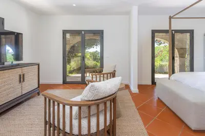 Cama o camas de una habitación en Casa con piscina privada vistas al mar