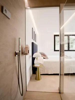 Cama o camas de una habitación en Stunning Design Villa with large private Pool 30sqm