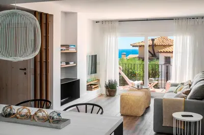 Zona de estar de Apartamento para familias muy cerca de la playa