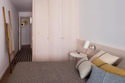 Zona de estar de Apartamento para familias muy cerca de la playa