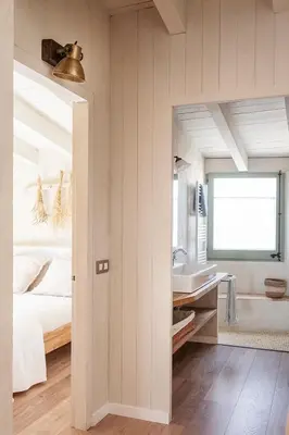 Cama o camas de una habitación en Apartamento encantador en el Baix Empordà