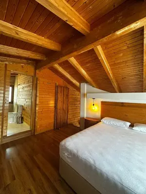 Cama o camas de una habitación en VILLAS COSETTE Villa Wood Dreams