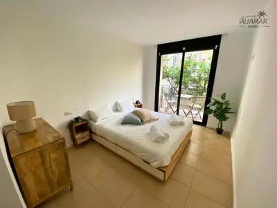 Cama o camas de una habitación en Brezza Suite - Modern Apartment with Swiming Pool