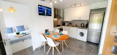 Una cocina o zona de cocina en Boramar Bright flat a few steps from the beach